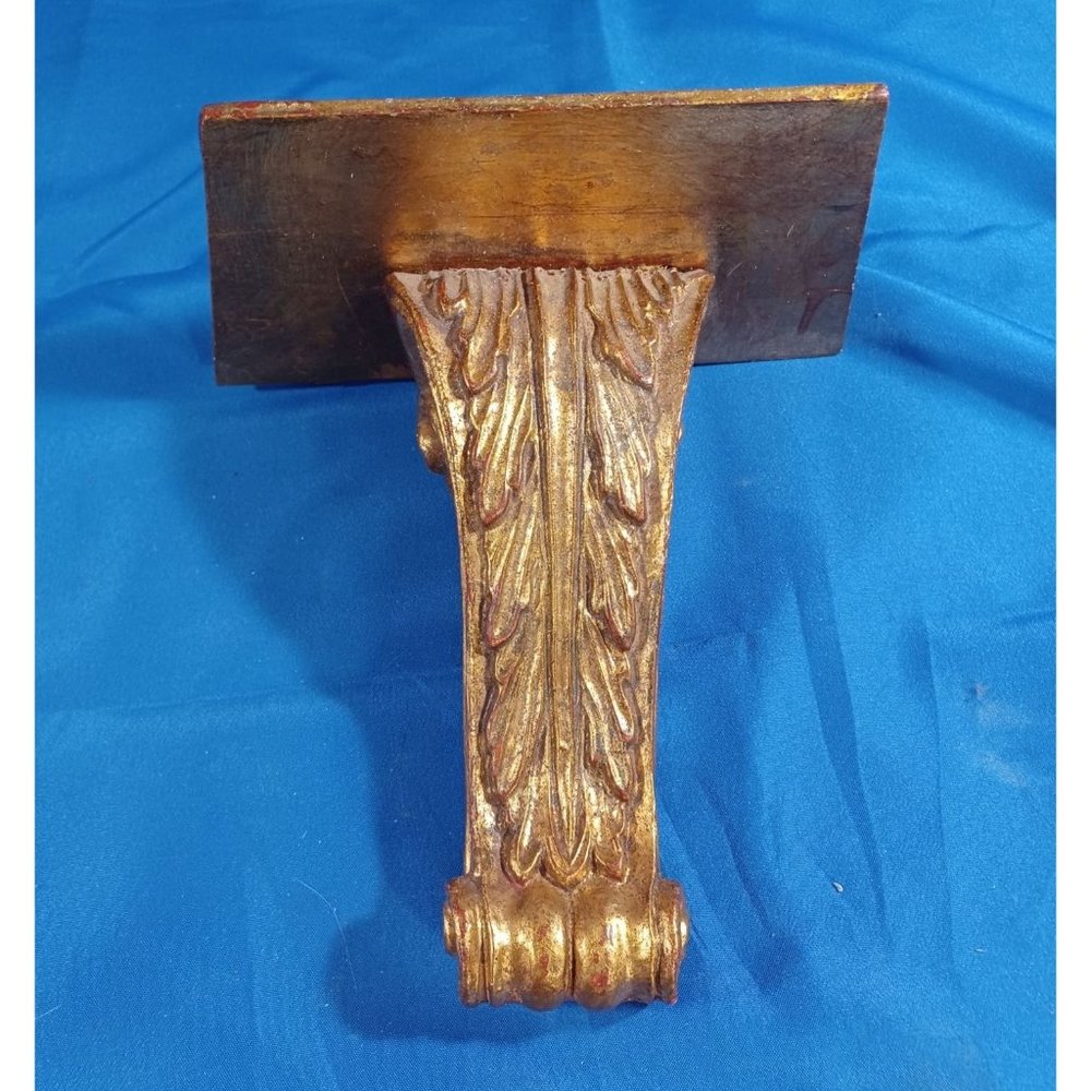 Vtg 10" Italian Gold Gilt Hand Carved Wood Wall Sconce Hollywood Regency…